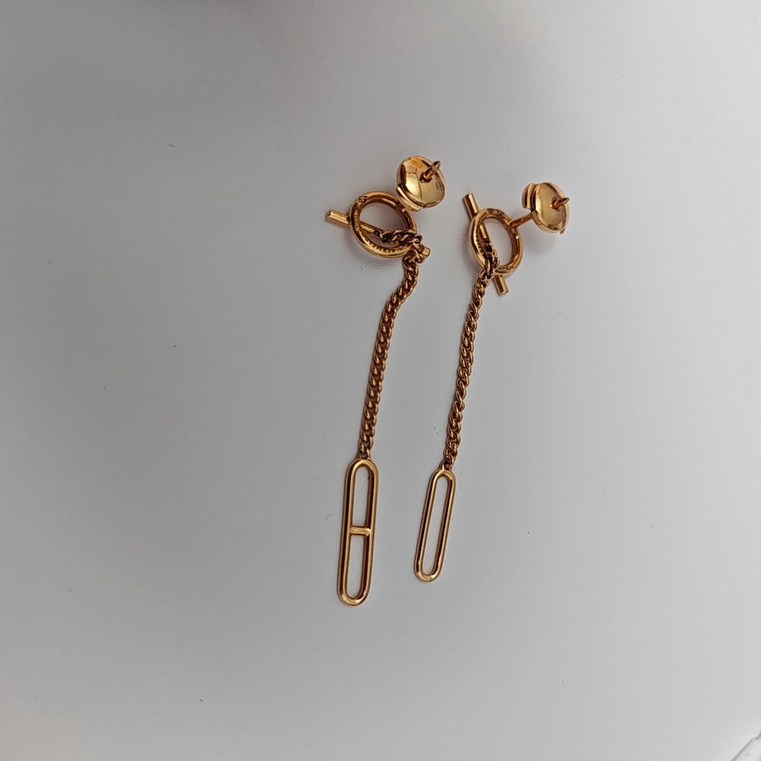 Echappee Hermes 18k Rose Gold Stud Earrings