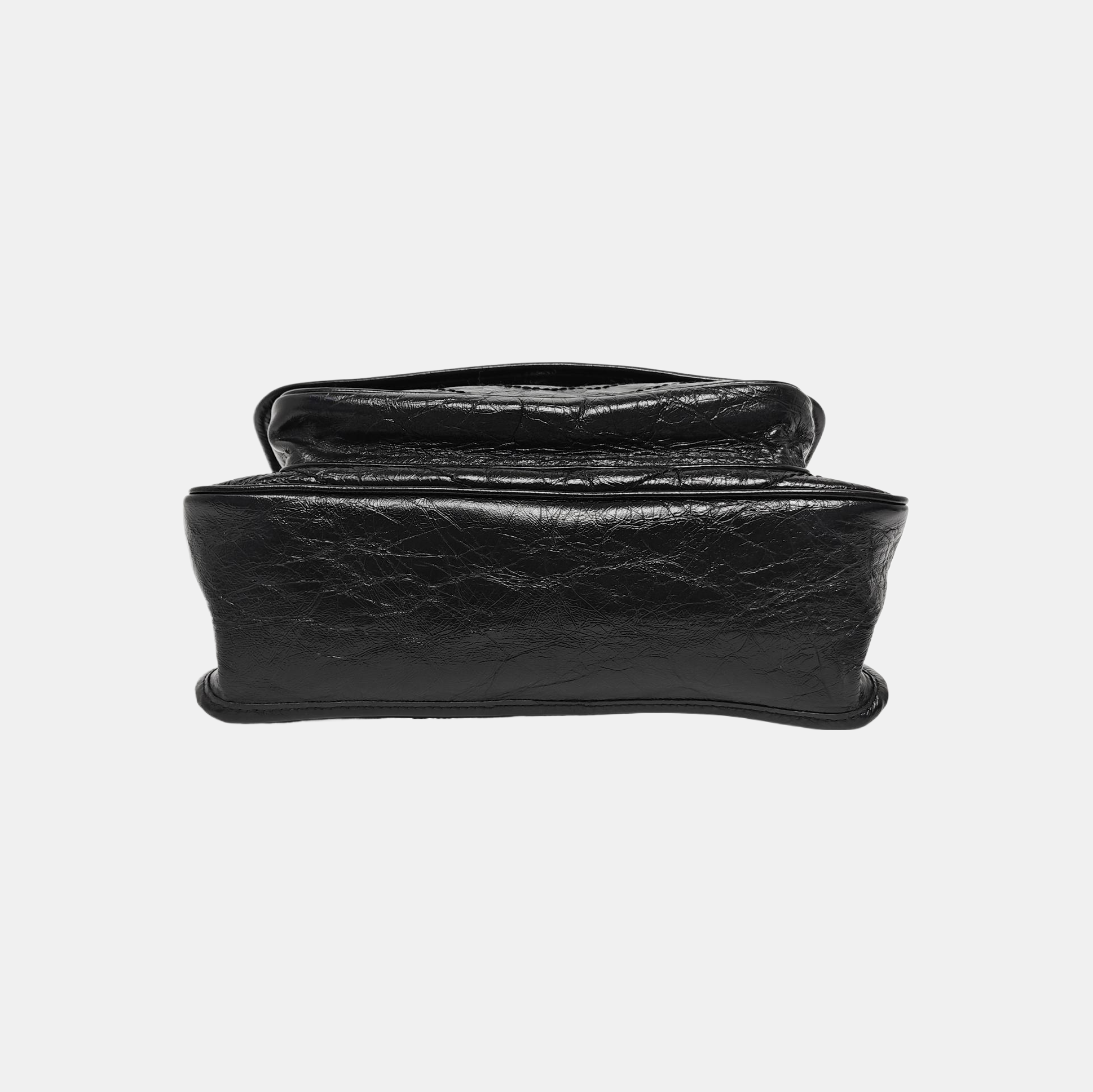 NIKI Medium Chevron Calfskin Black