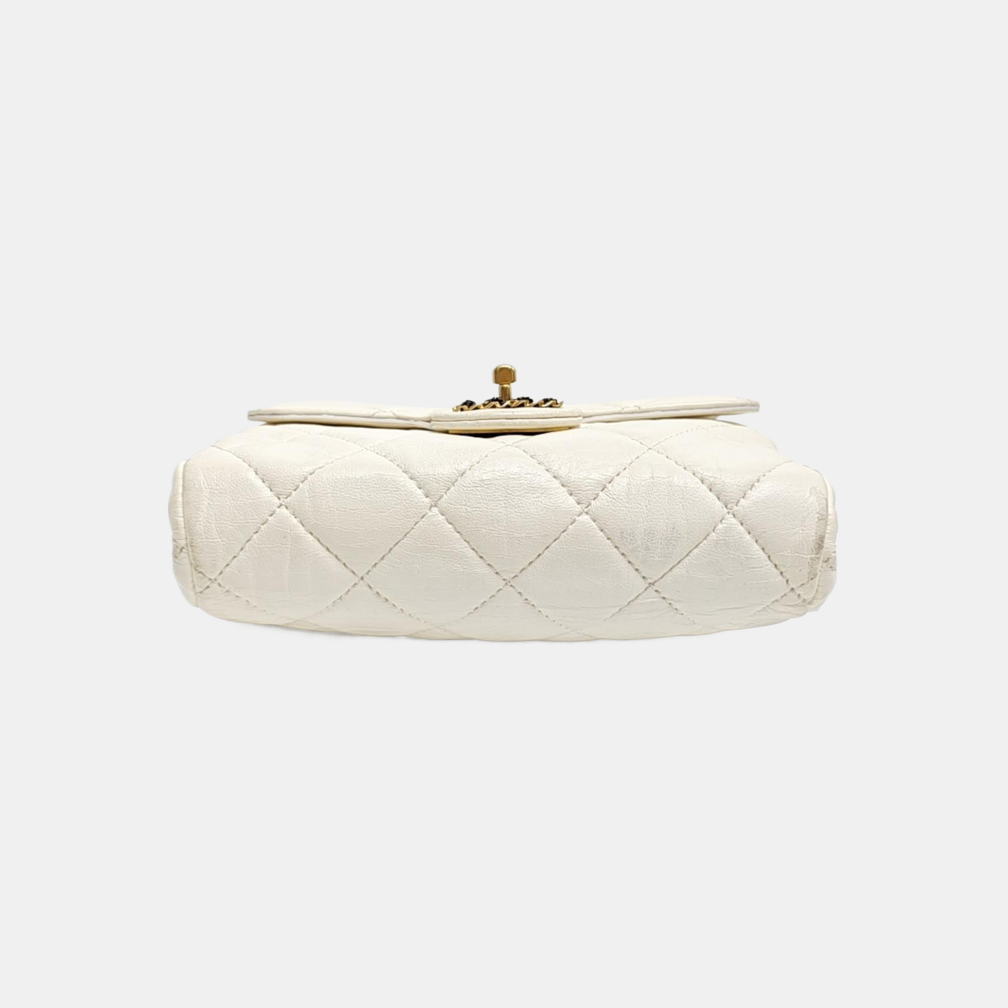 CLASSIC FLAP Mini Quilted Lambskin White