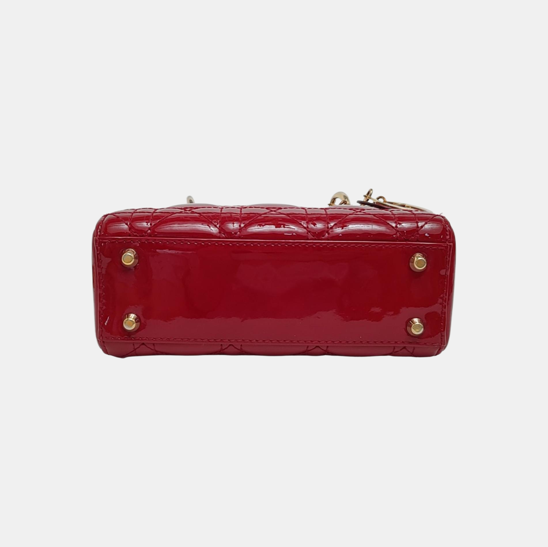 Lady Dior Mini Cannage Patent Calfskin Red