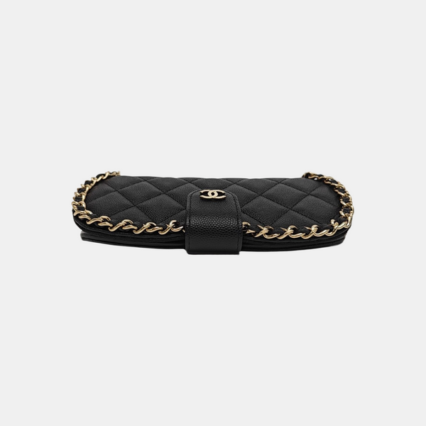 Quilted Grained Calfskin Crossbody Bag Black