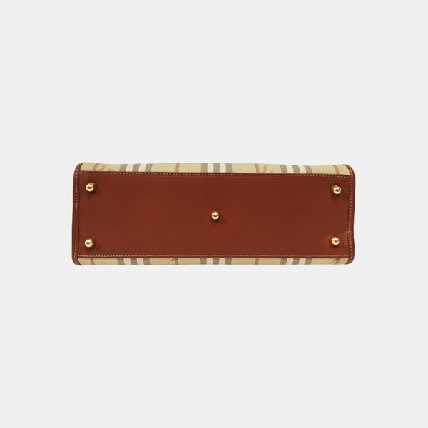 Coated Canvas Top Handle Bag Brown