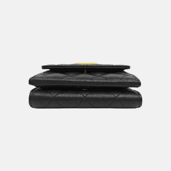 Quilted Grained Calfskin Wallet Black