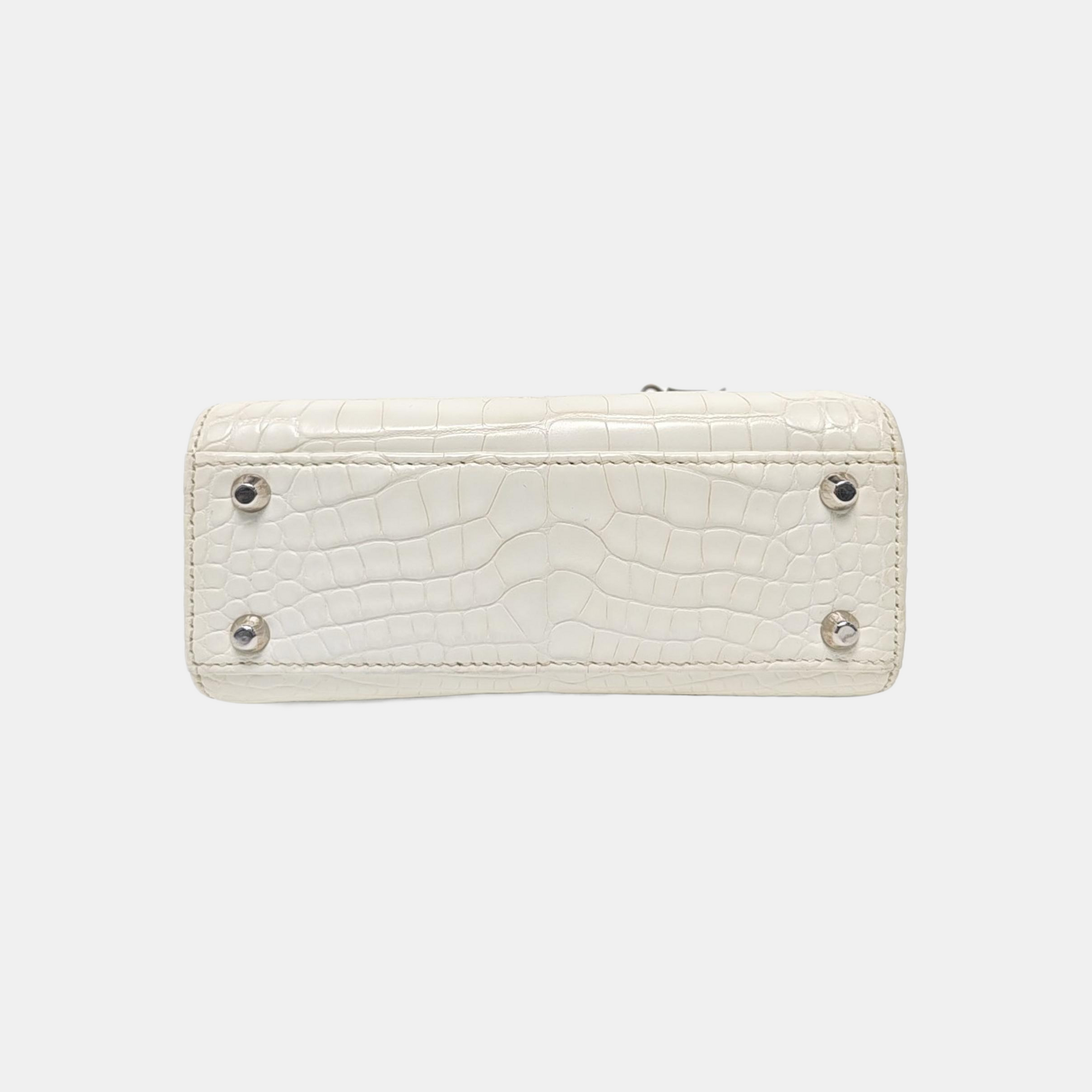 Lady Dior Mini Crocodile White