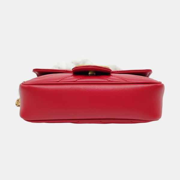 Authenticated pre-owned  GG Marmont Mini Quilted Calfskin Red - Shoulder Bag at Looply