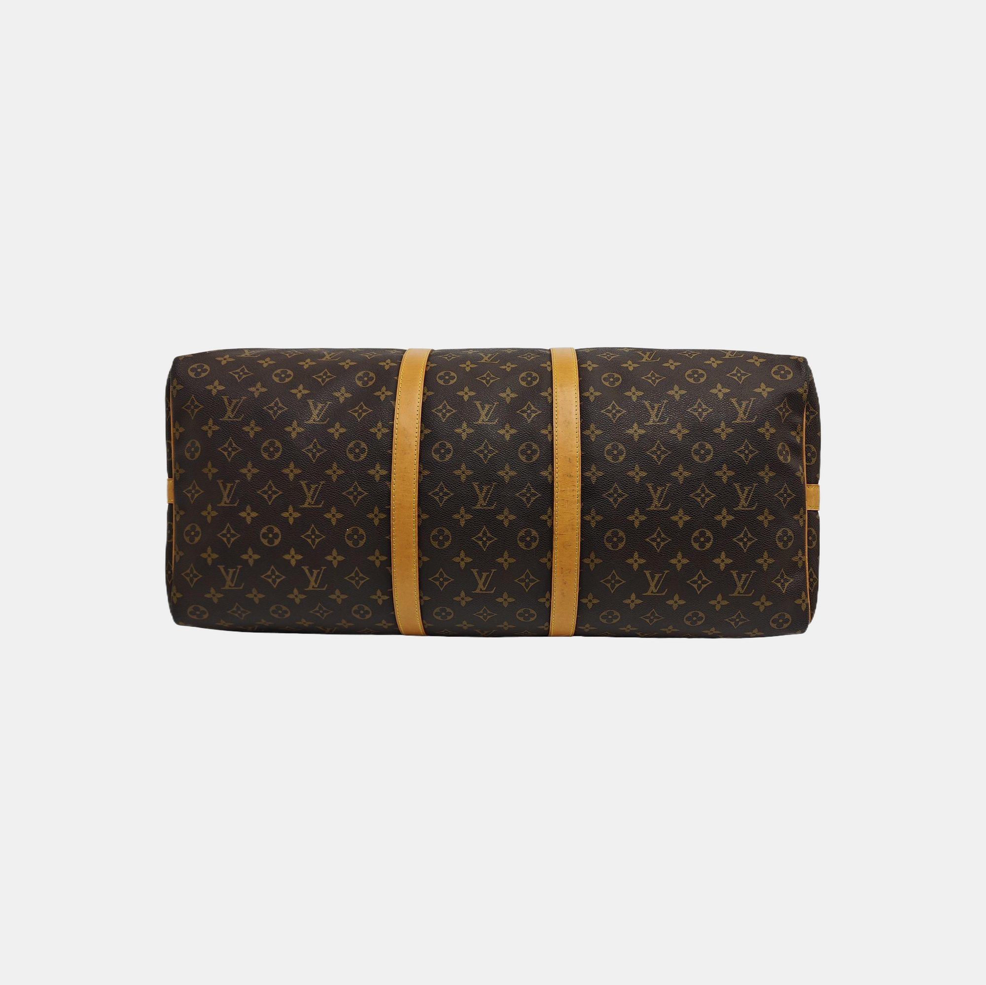 KEEPALL 60 Monogram Coated Canvas Brown