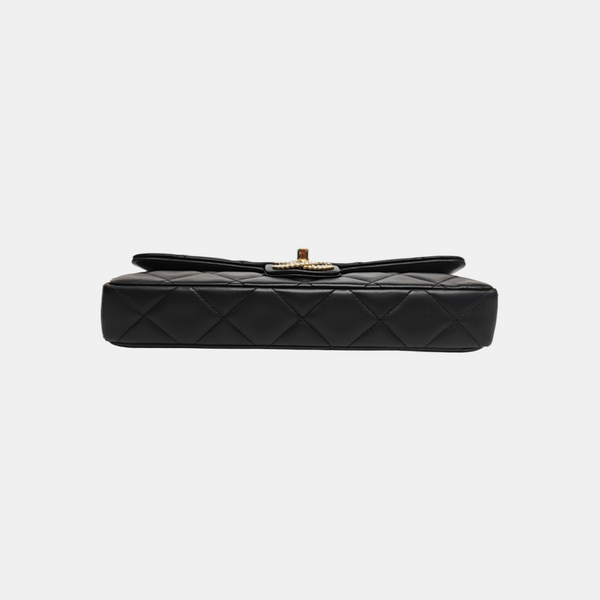 Quilted Lambskin Shoulder Bag Black