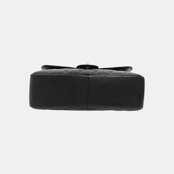 CLASSIC FLAP Jumbo Quilted Grained Calfskin Black