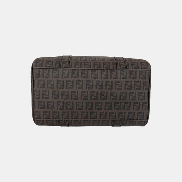Coated Canvas Top Handle Bag Brown