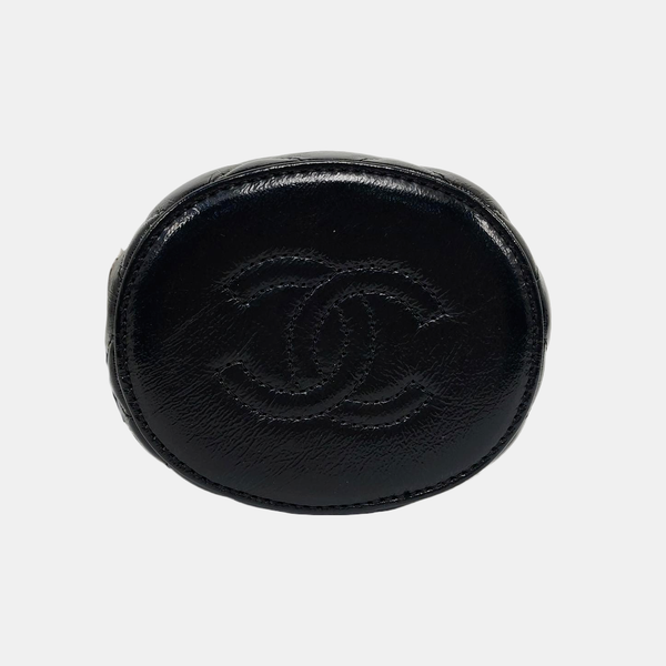 TOCADOR CROWN BOX Piel de cordero charol acolchado Negro
