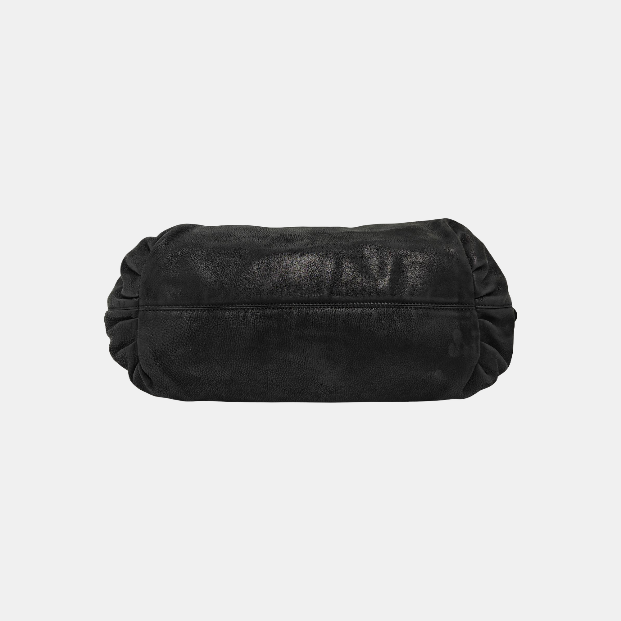 Bolso tote de piel de becerro negro