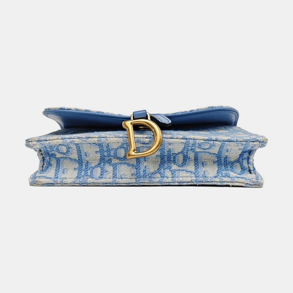 Authenticated pre-owned  Saddle Oblique Canvas Blue - Shoulder Bag at Looply