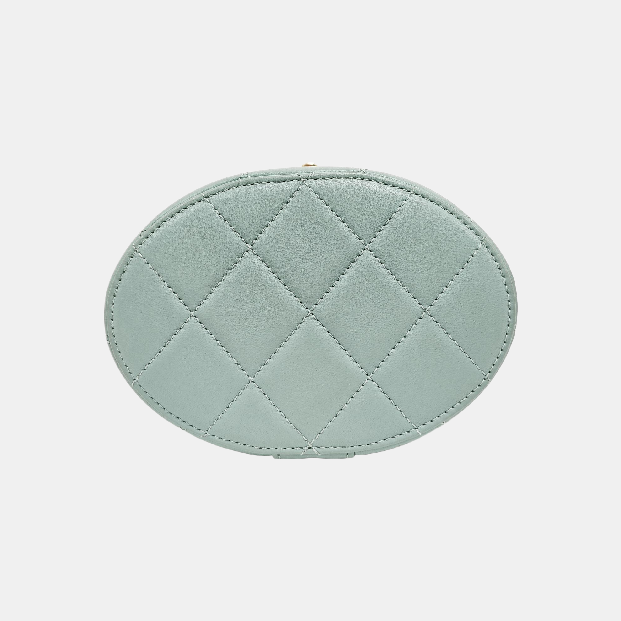 Round Vanity Quilted Lambskin Blue
