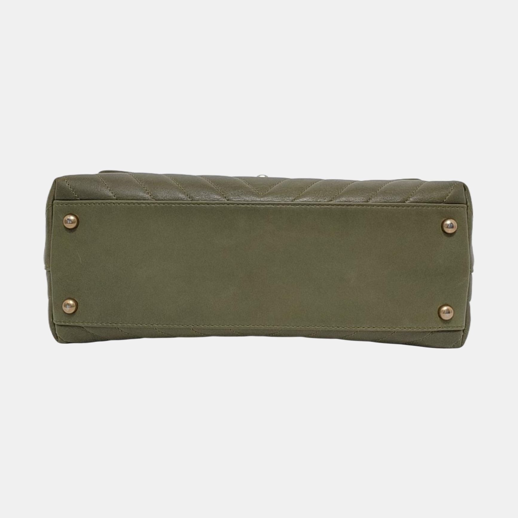 COCO HANDLE Medium Chevron, Quilted Calfskin Green