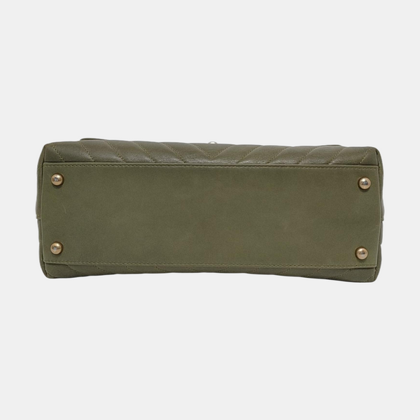 COCO HANDLE Medium Chevron, Quilted Calfskin Green