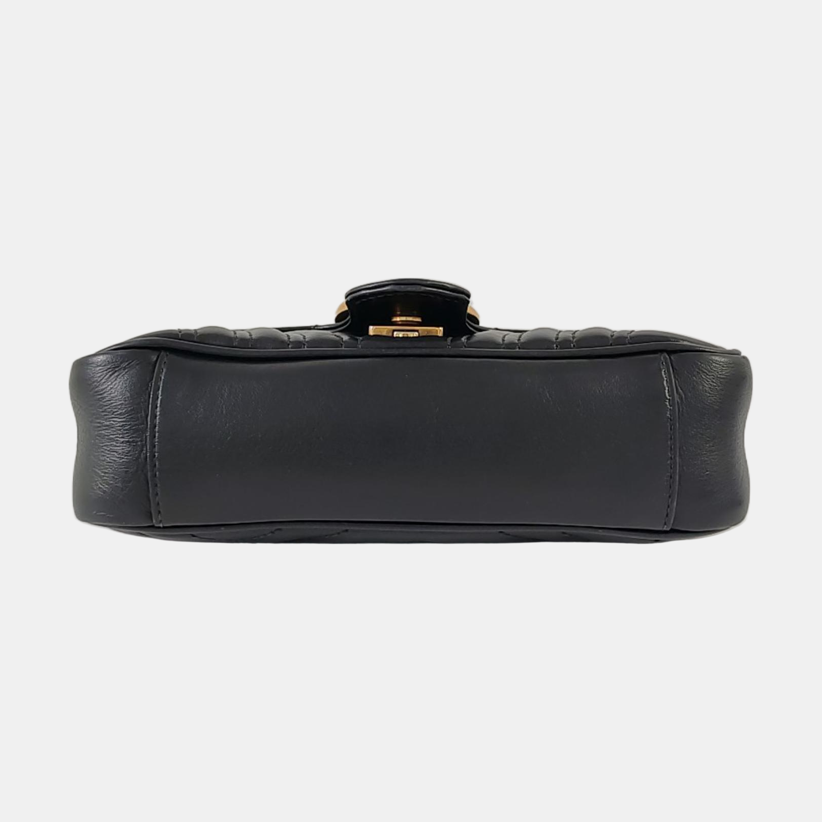 GG Marmont Small Quilted Calfskin Black