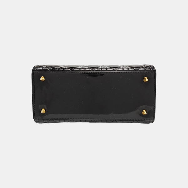 Lady Dior Medium Cannage Patent Leather Black