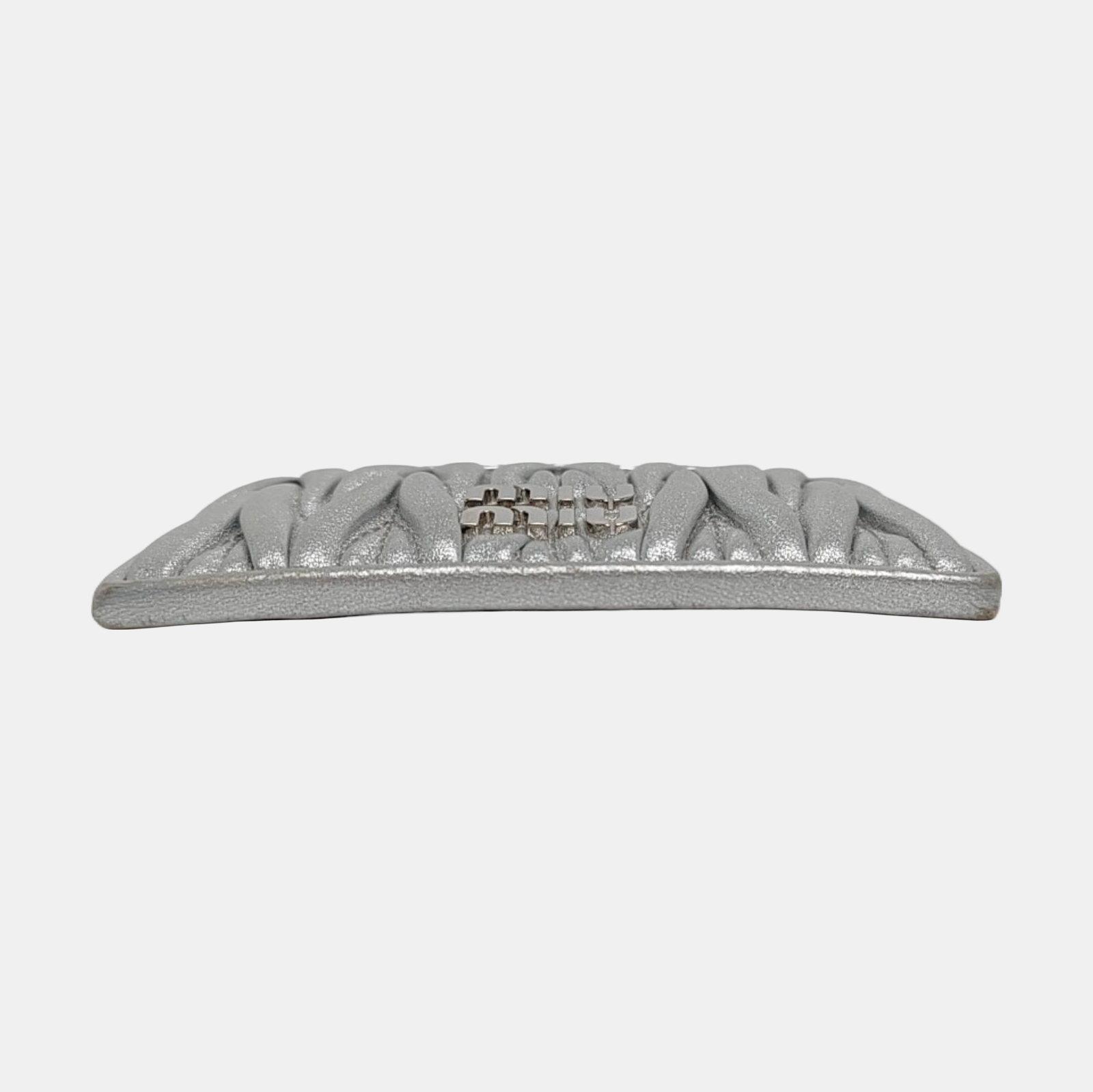 Matelassé Quilted Lambskin Silver Card Holder