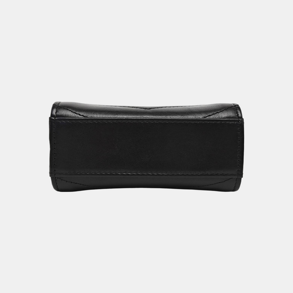 Chevron Calfskin Shoulder Bag Black