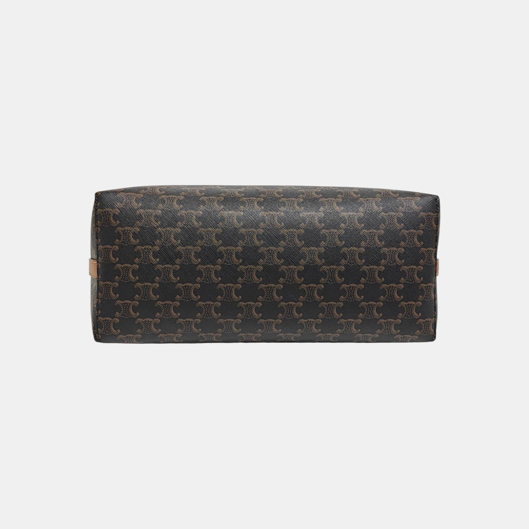 Coated Canvas Shoulder Bag Brown