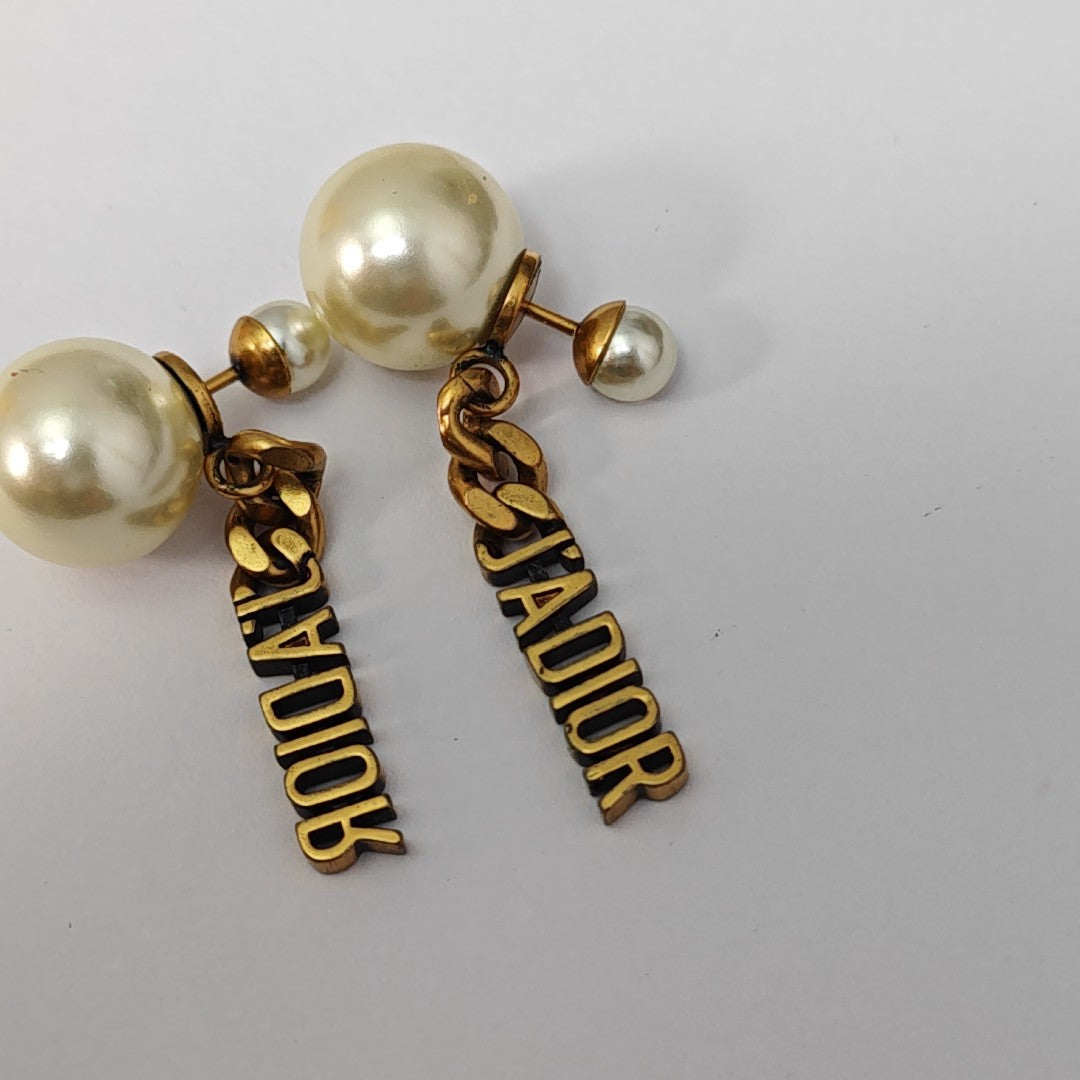 Dior Tribales Metal White Stud Earrings