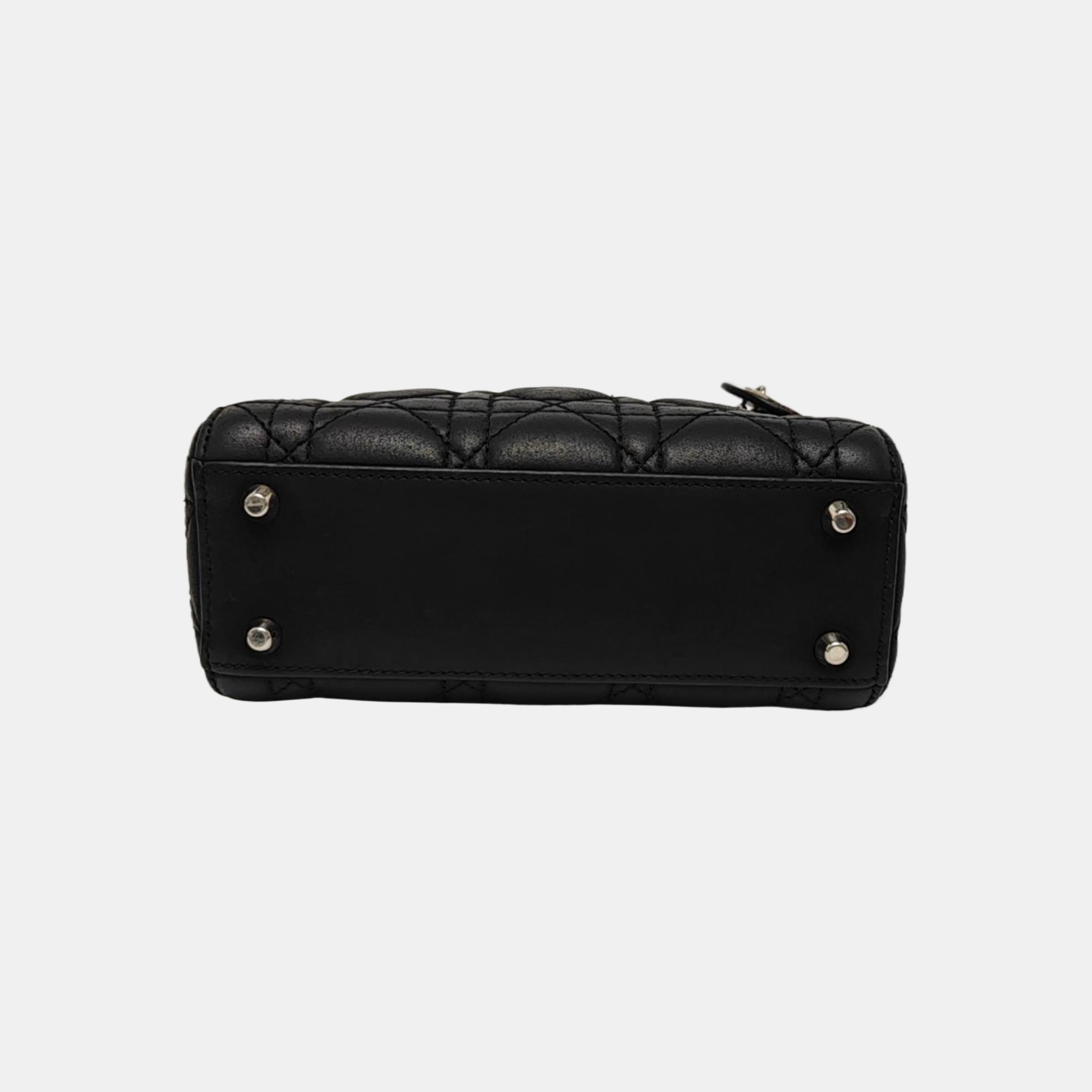 Lady Dior Mini Quilted Calfskin Black