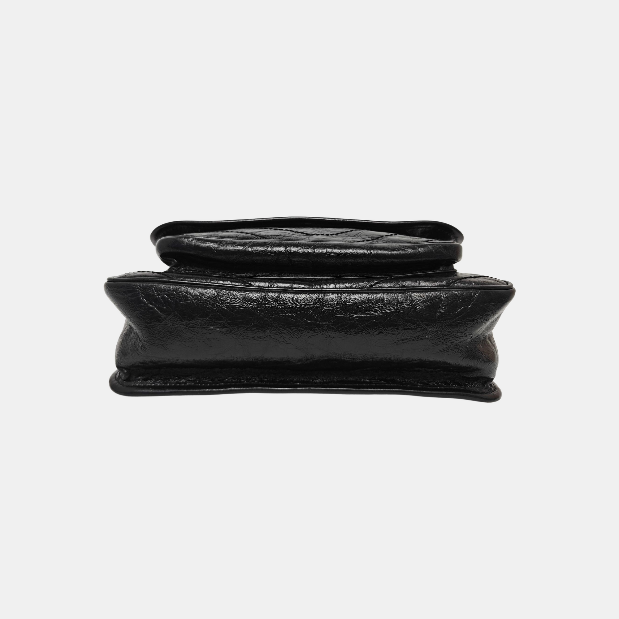 NIKI Medium Chevron Calfskin Black