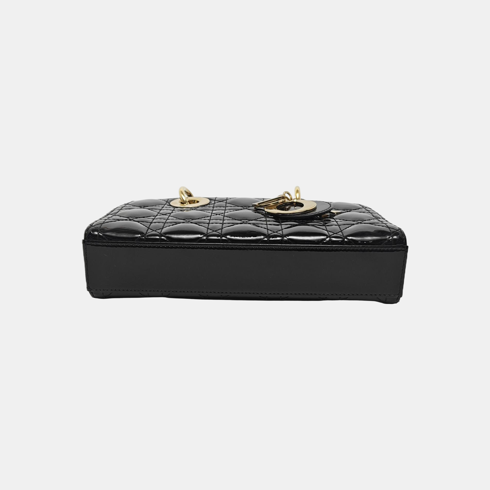 Lady Dior Small Cannage Patent Calfskin Black