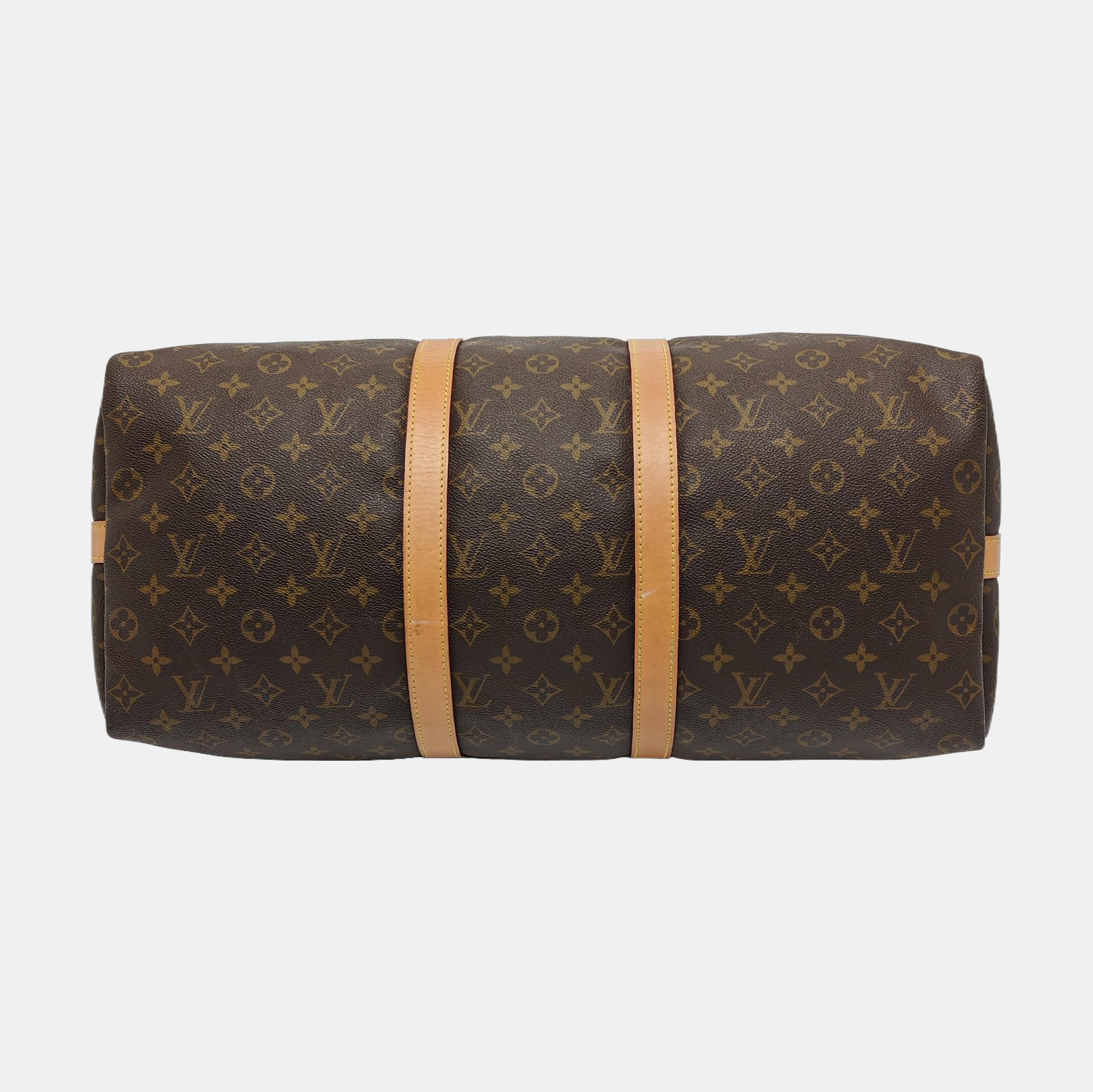 KEEPALL 50 Monogram Coated Canvas Brown