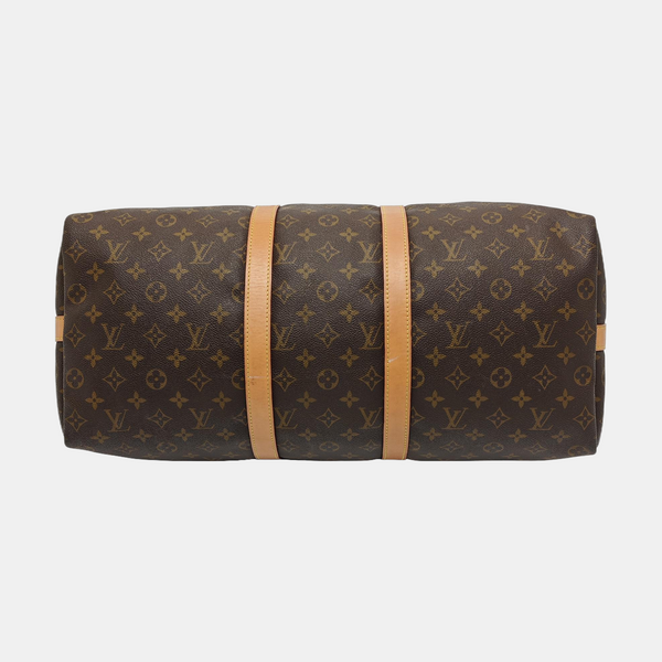KEEPALL 50 Monogram Coated Canvas Brown