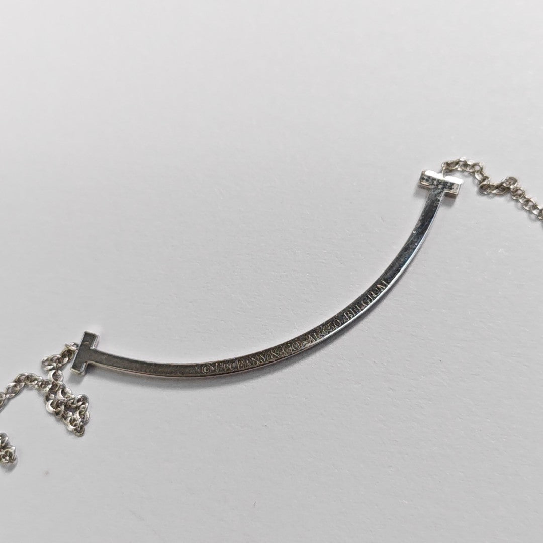 Tiffany T 18k White Gold Silver Necklace