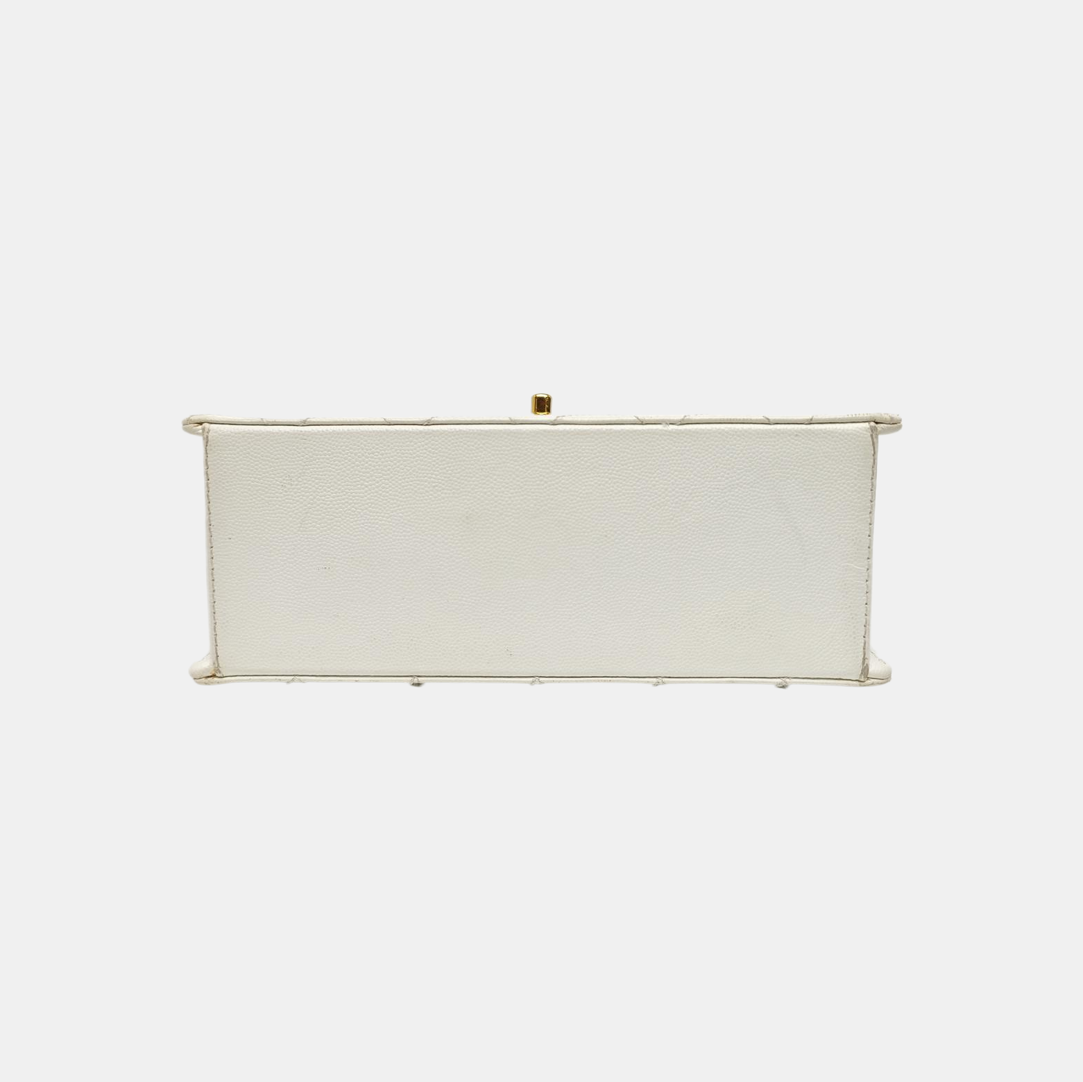 Quilted Grained Calfskin Top Handle Bag White