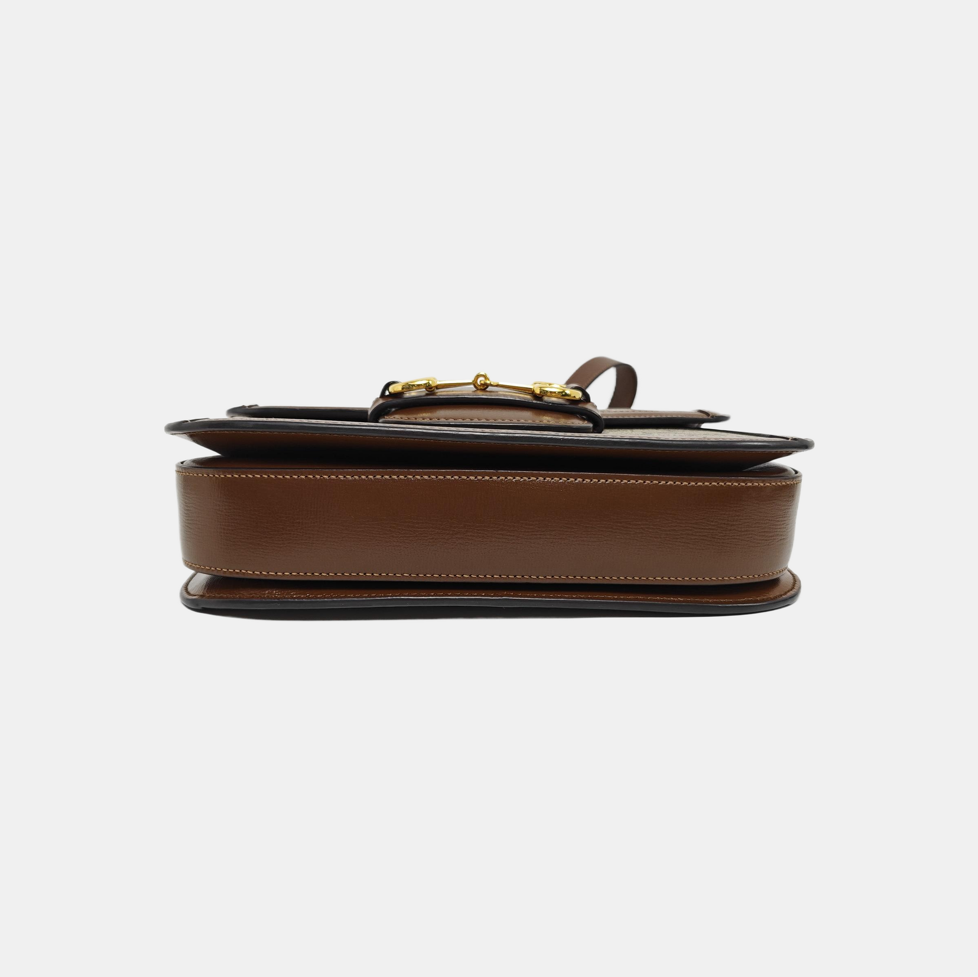 Horsebit 1955 Medium Monogram Coated Canvas Beige