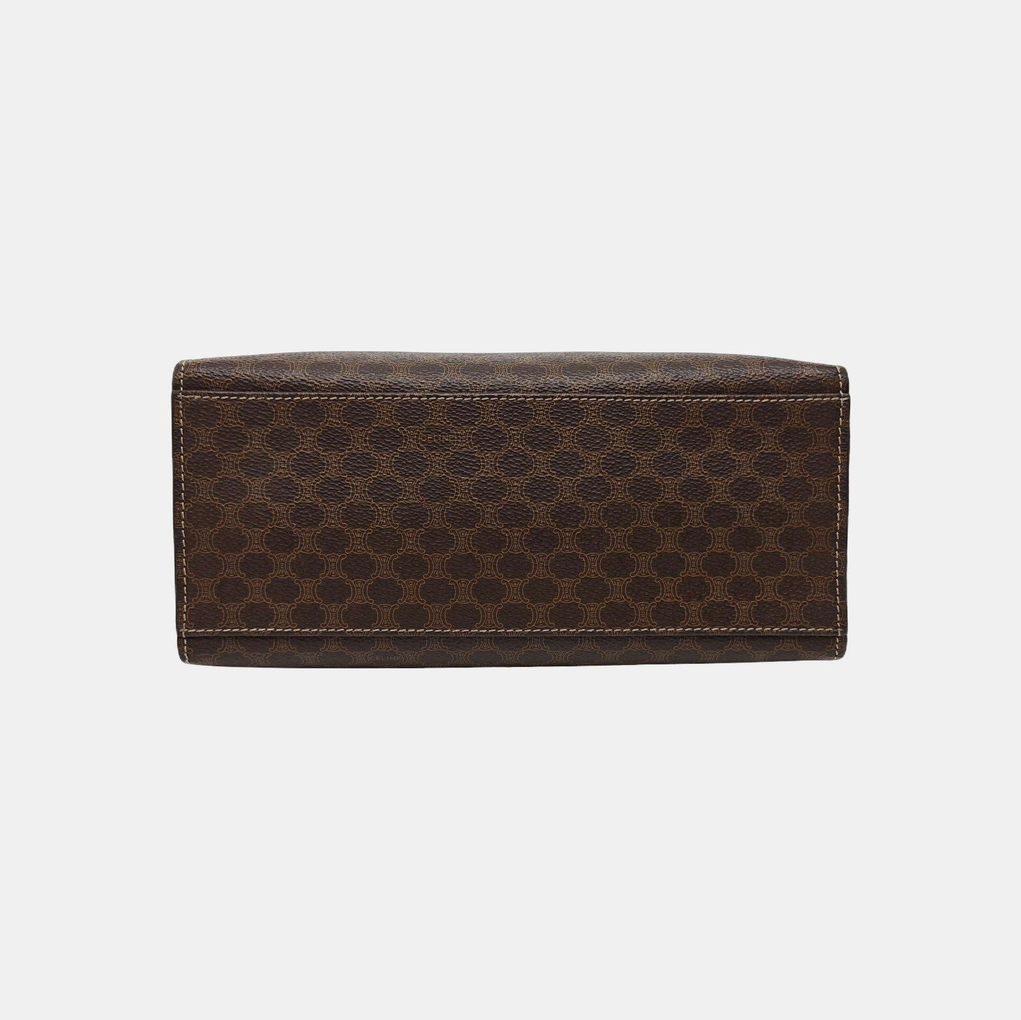 Coated Canvas Shoulder Bag Brown