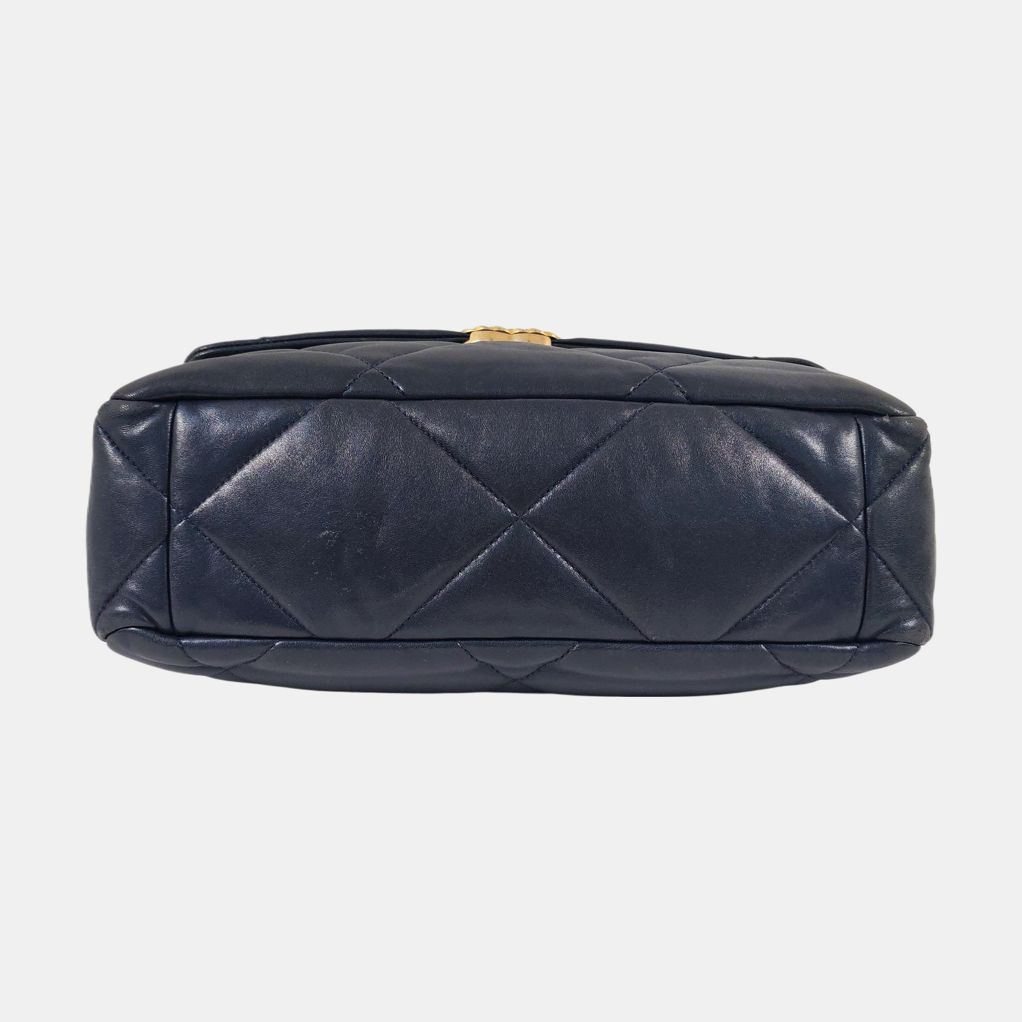 CHANEL 19 Large Quilted Lambskin Blue