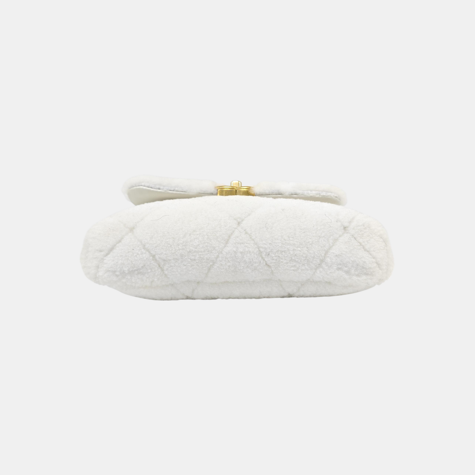 Quilted Sheepskin Shoulder Bag White