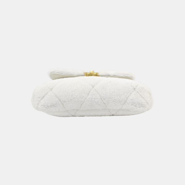 Quilted Sheepskin Shoulder Bag White