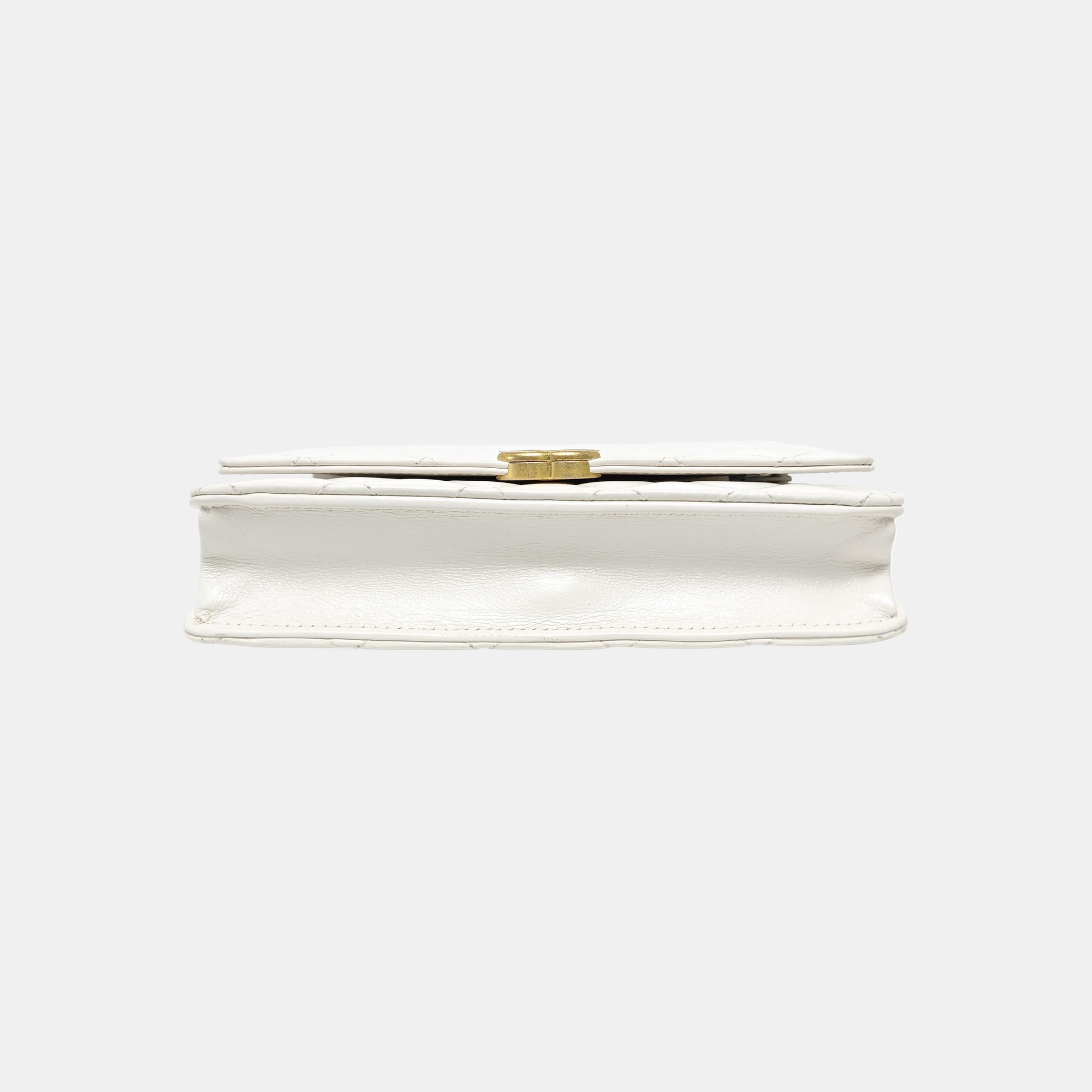 Quilted Calfskin Shoulder Bag White