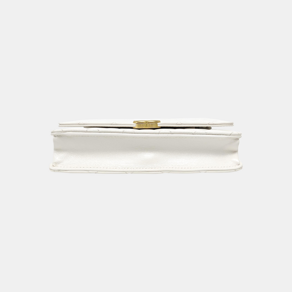 Quilted Calfskin Shoulder Bag White