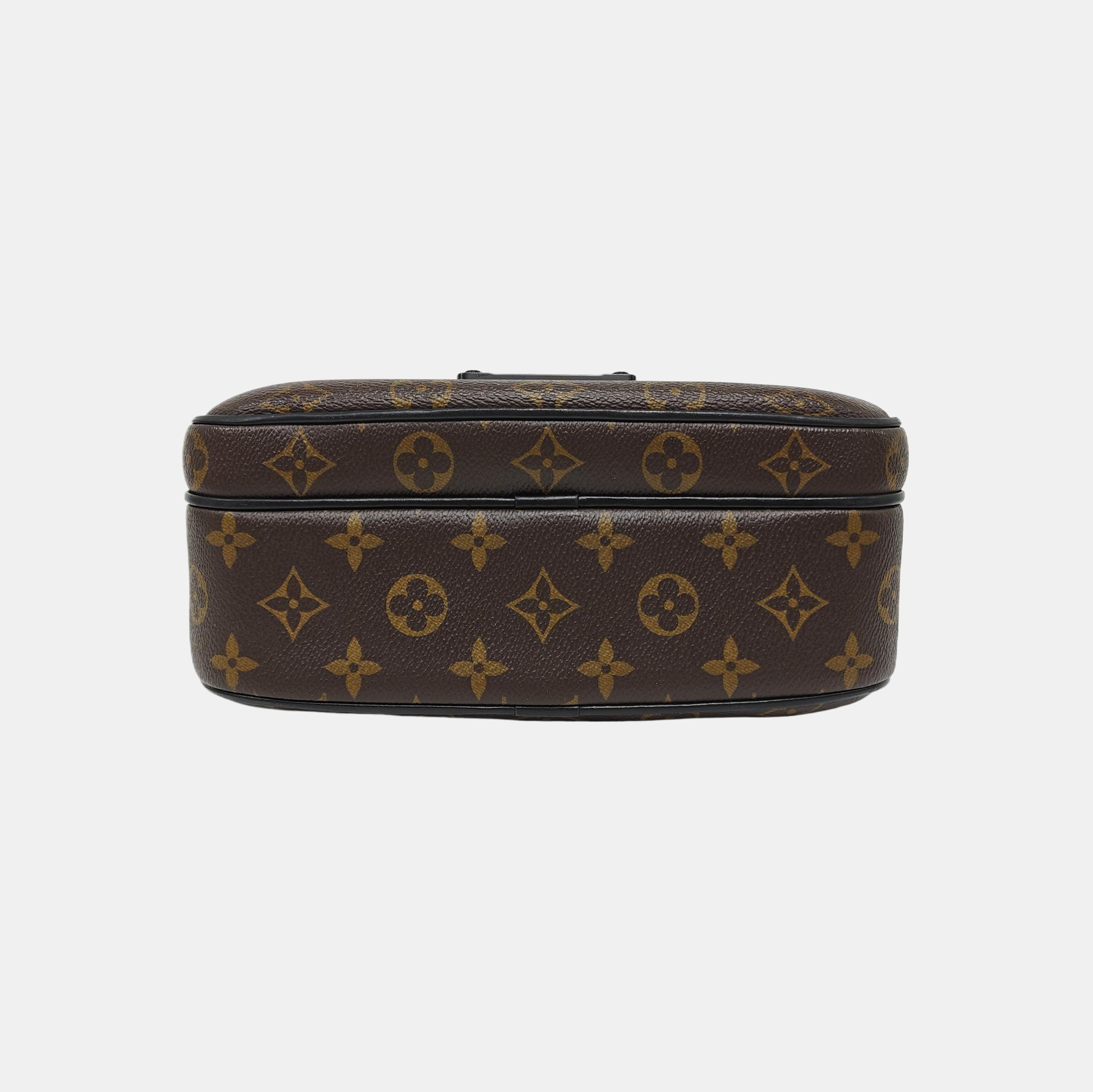 S LOCK Monogram Coated Canvas Brown
