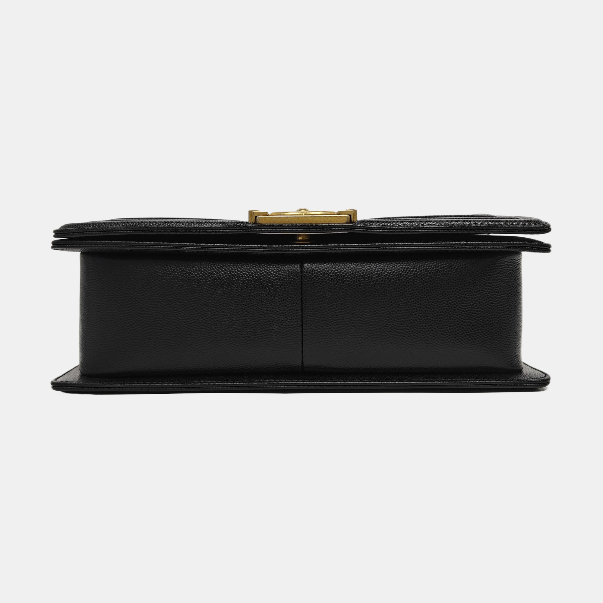 Authenticated pre-owned  BOY CHANEL Medium Quilted Grained Calfskin Black - Shoulder Bag at Looply