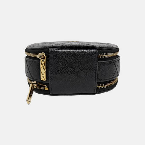 ROUND Quilted Grained Calfskin Black