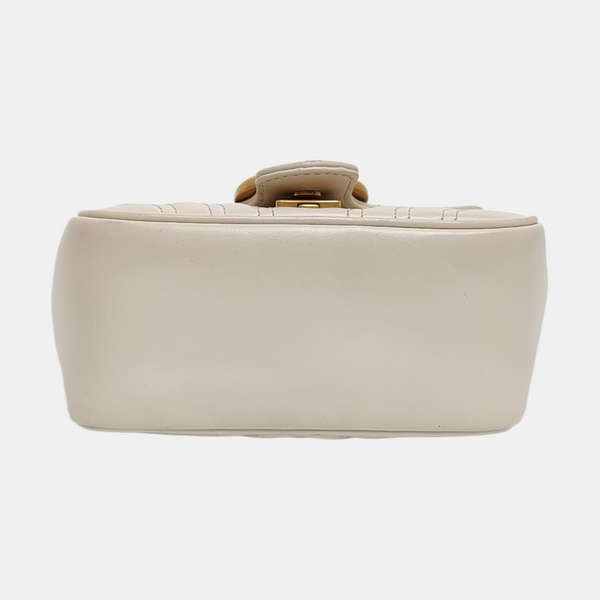 GG Marmont Mini Quilted Calfskin White