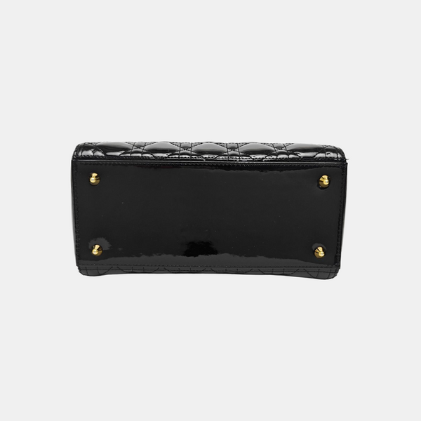 Lady Dior Medium Cannage Patent Leather Black