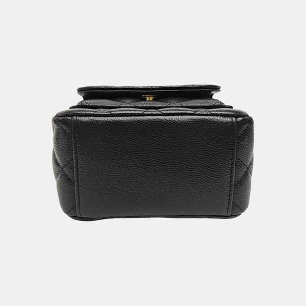 Quilted Grained Calfskin Backpack Mini Black