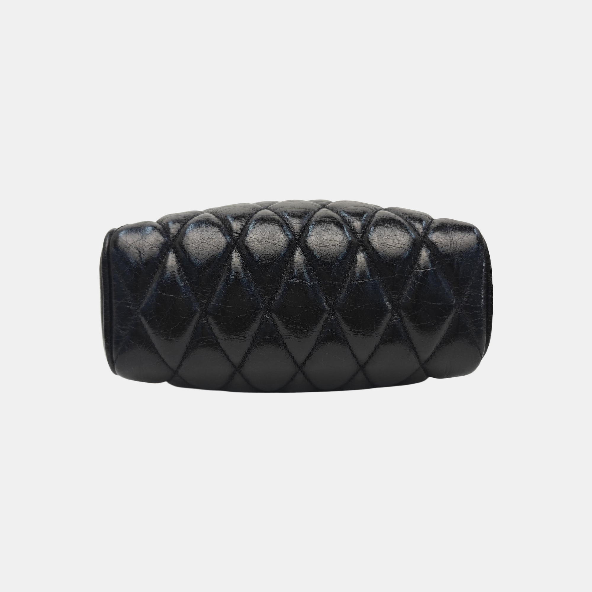Quilted Lambskin Shoulder Bag Black