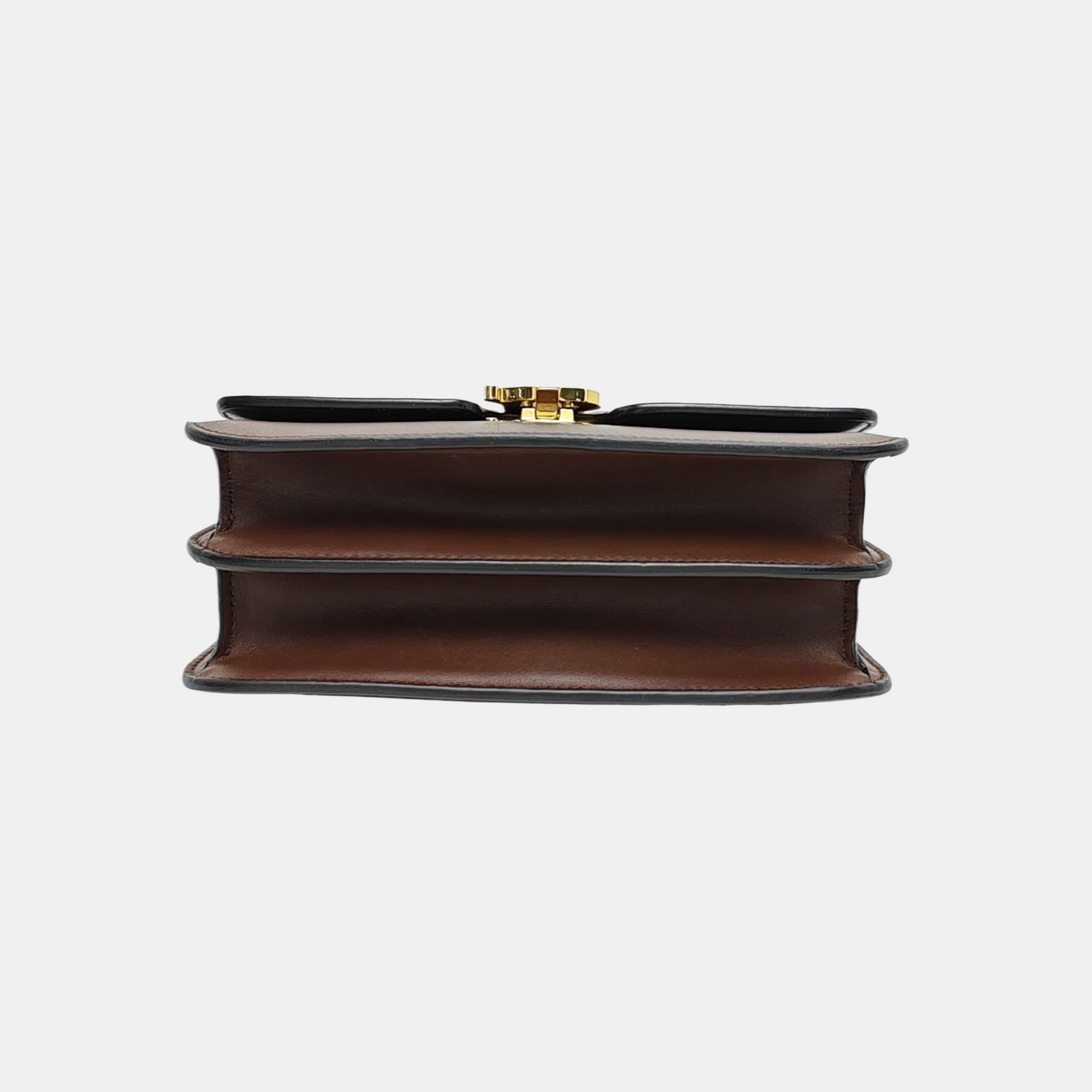 TB Small Quilted Calfskin Brown
