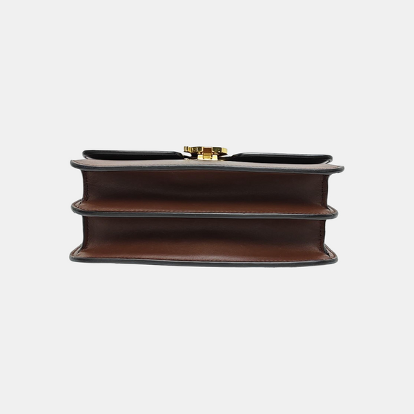 TB Small Quilted Calfskin Brown