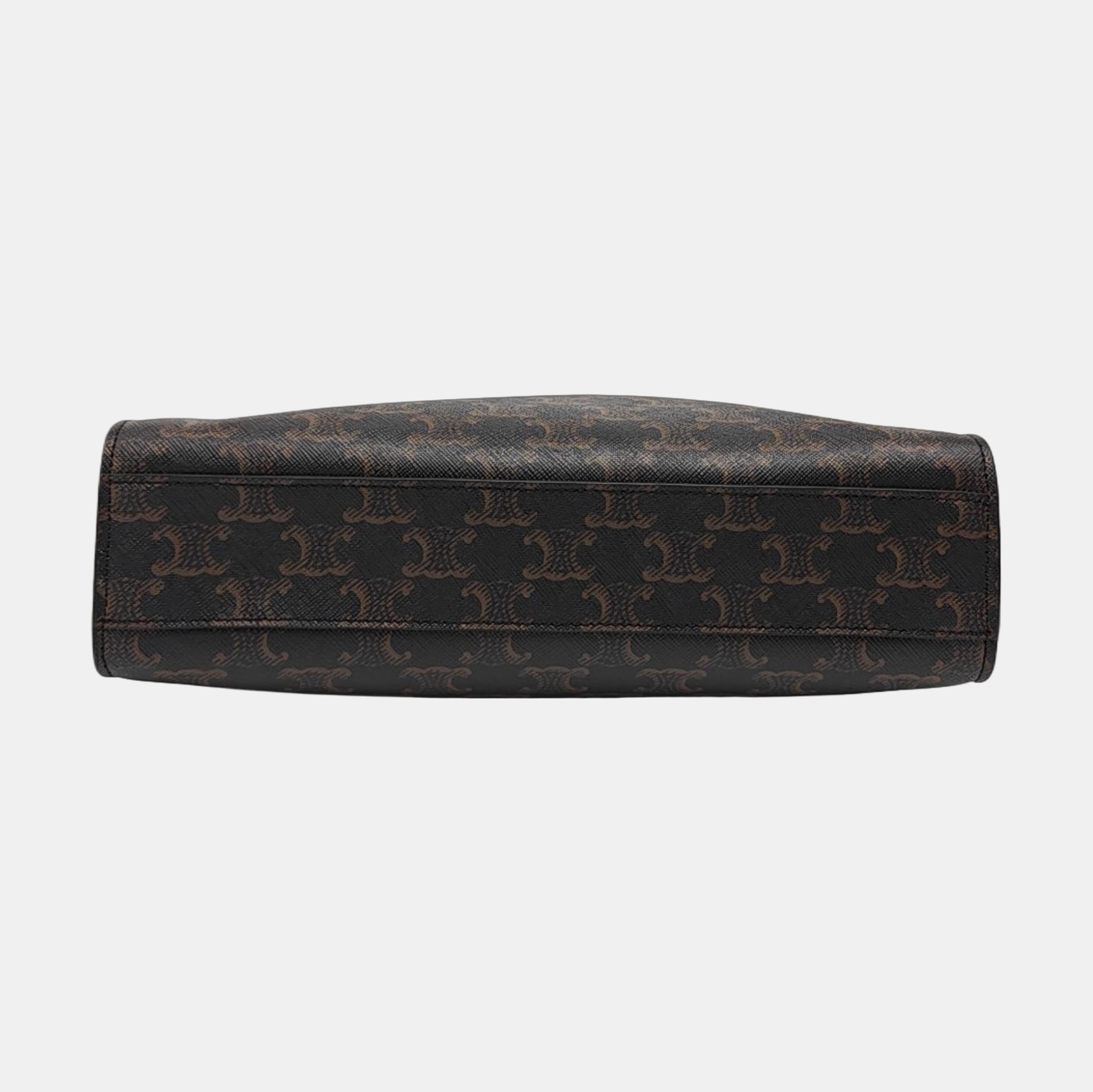 CABAS CELINE Small Coated Canvas Brown