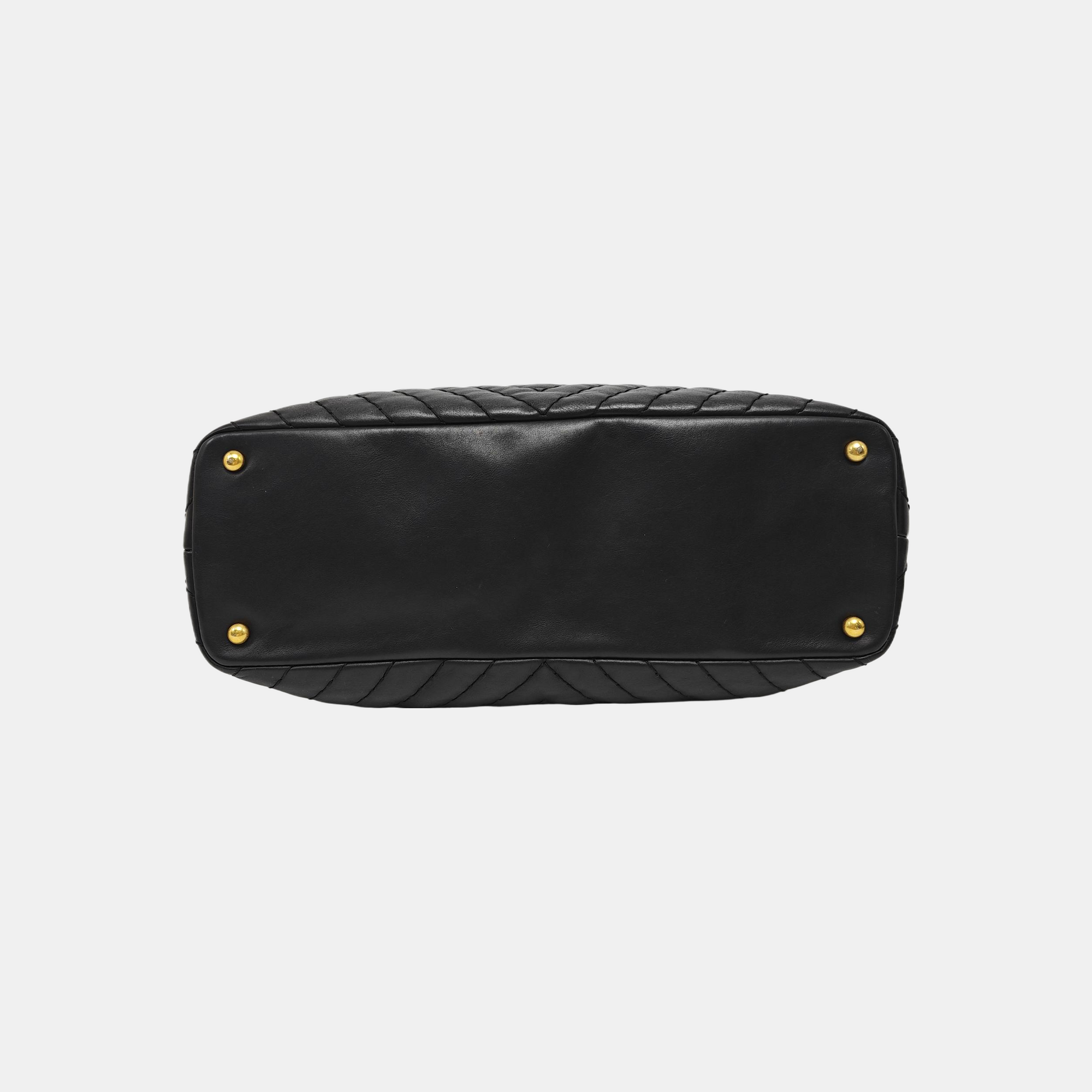 Chevron Calfskin Black